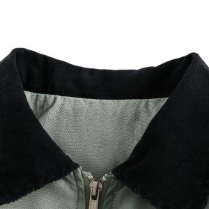 Concert Outfit Washed Ripped Gradient Zip Up Work Jacket