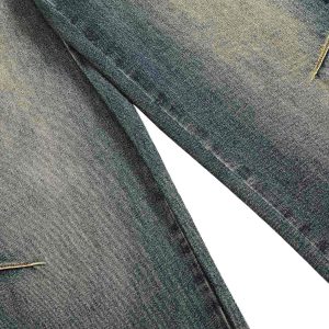 Concert Outfit Washed Side Ripped Straight Jeans