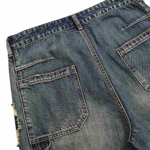 Concert Outfit Washed Side Ripped Straight Jeans