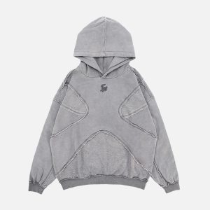 Concert Outfit Washed Splicing Hoodie