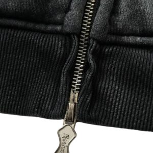 Concert Outfit Washed Star Print Full Zipper Hoodie