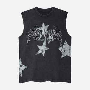Concert Outfit Washed Star Print Vest