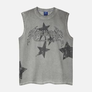 Concert Outfit Washed Star Print Vest