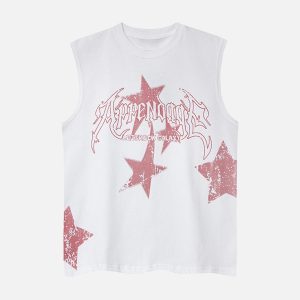 Concert Outfit Washed Star Print Vest