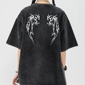 Concert Outfit Washed Wings Print Tee
