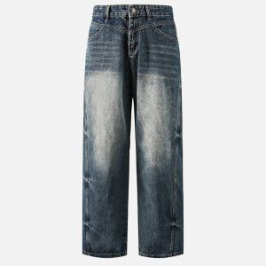 Concert Outfit Washed Wrinkle Loose Jeans