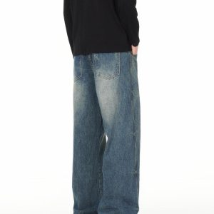 Concert Outfit Washed Wrinkle Loose Jeans