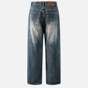 Concert Outfit Washed Wrinkle Loose Jeans