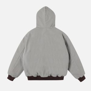 Concert Outfit Washed Zip-Up Hooded Jacket