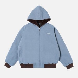 Concert Outfit Washed Zip-Up Hooded Jacket