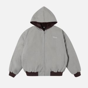 Concert Outfit Washed Zip-Up Hooded Jacket