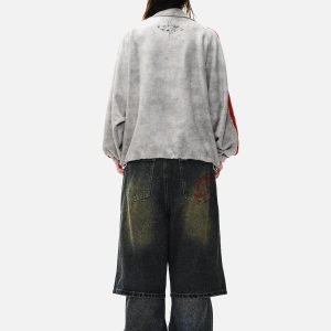 Concert Outfit Wasteland Patchwork Graffiti Zip Up Jacket