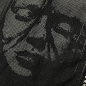 Concert Outfit Wasteland Style Portrait Print Patchwork Barn Jacket