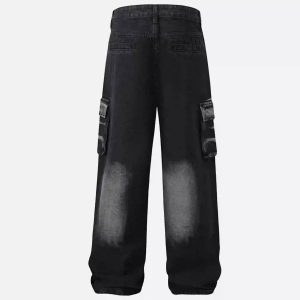 Concert Outfit Water Ripple Multi-Pocket Cargo Jeans