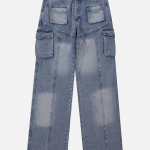 Concert Outfit Water-Washed Splicing Jeans