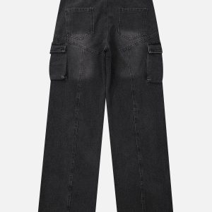 Concert Outfit Water-Washed Splicing Jeans