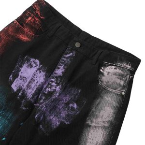 Concert Outfit Watercolor Print Jeans