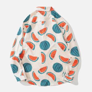Concert Outfit Watermelon Print Long-Sleeved Shirt