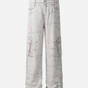 Concert Outfit Workwear Multi-Pocket Tie-Dye Pants