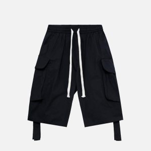 Concert Outfit Woven Ribbon Big Pocket Short