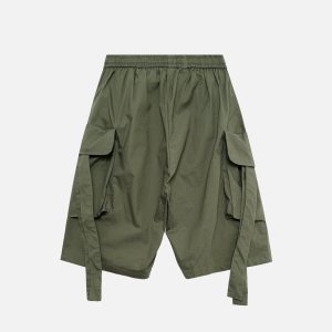 Concert Outfit Woven Ribbon Big Pocket Short