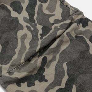 Concert Outfit Wrinkle Camouflage Loose Jeans