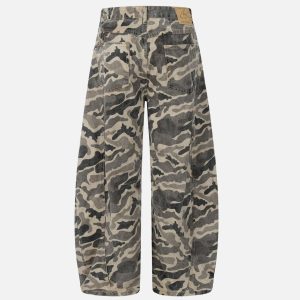 Concert Outfit Wrinkle Camouflage Loose Jeans