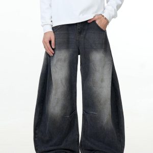 Concert Outfit Wrinkle Loose Barrel Jeans