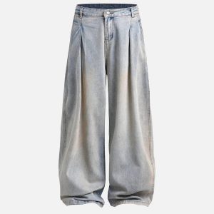 Concert Outfit Wrinkle Washed Loose Jeans