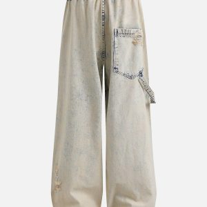 Concert Outfit Yellow Mud Washed Loose Jeans