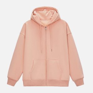 Concert Outfit ZIP UP Solid Color Hoodie