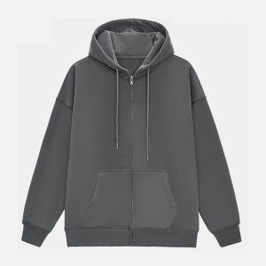 Concert Outfit ZIP UP Solid Color Hoodie