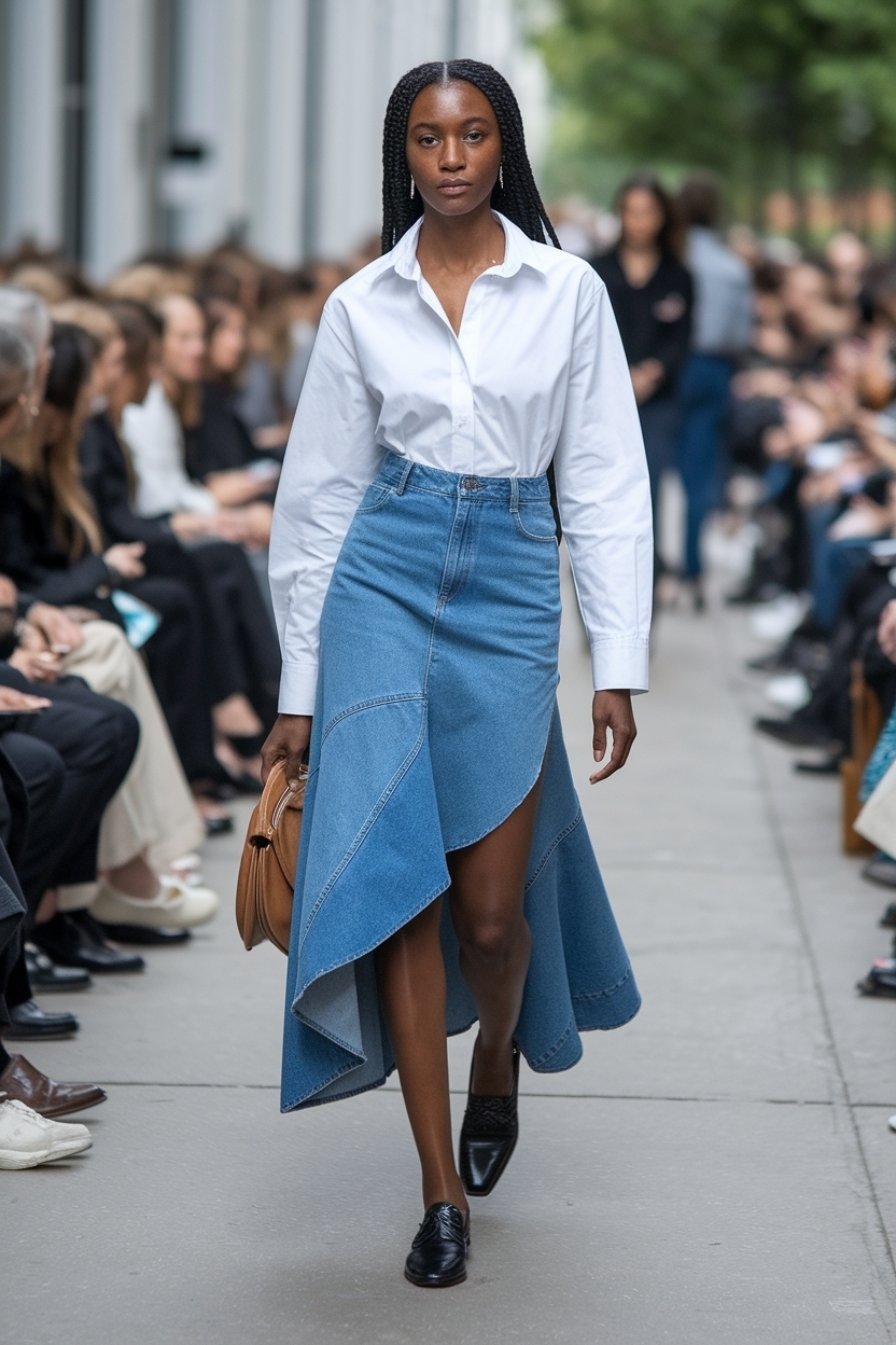 Asymmetrical Denim Skirt Outfit Black Women: Style Tips outfit idea