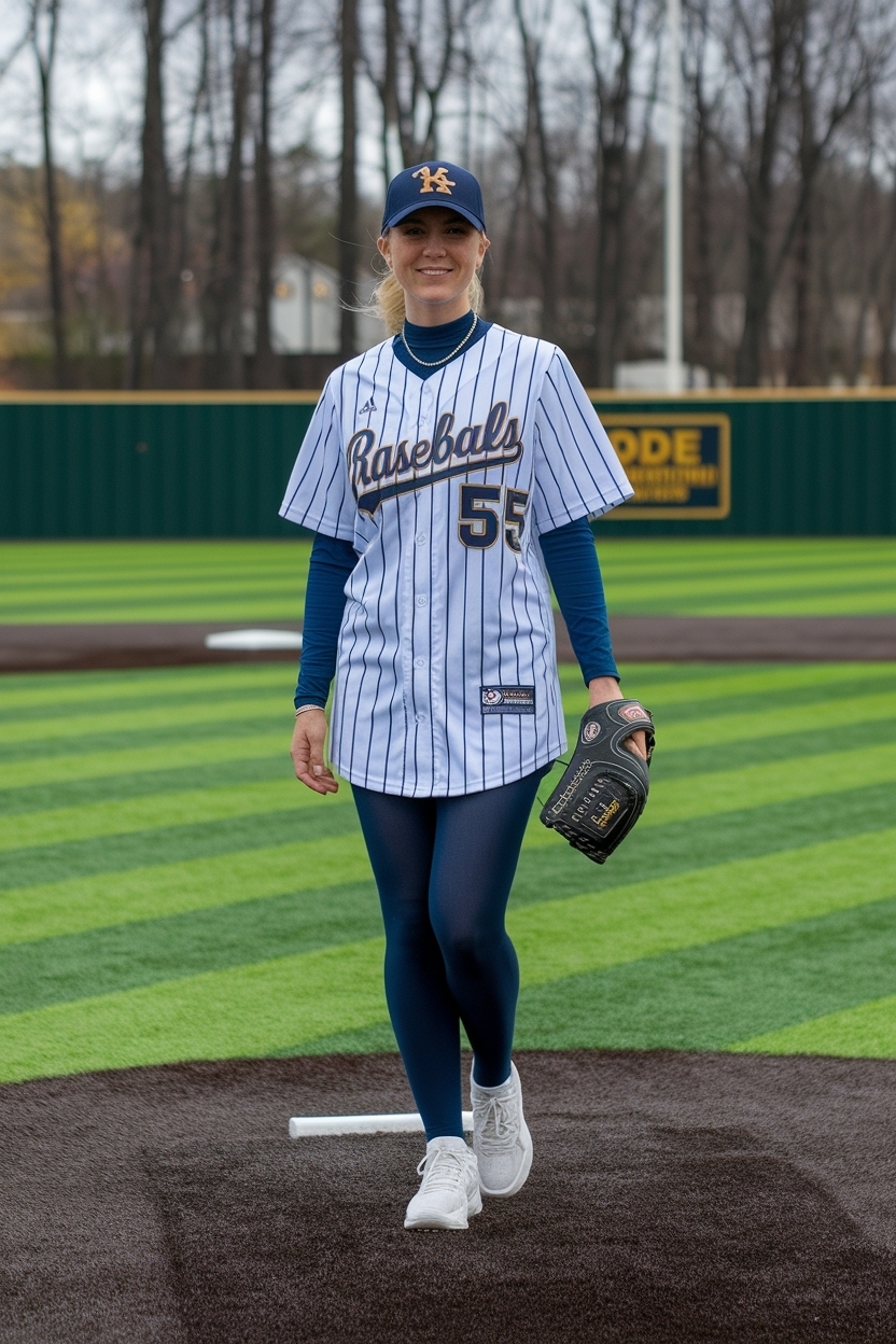 Baseball Jersey Outfit Women Winter: Layered and Stylish outfit idea