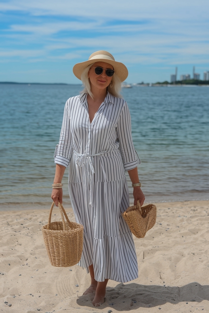 Elegant Beach Outfit for Women Over 40 Over 50 outfit idea