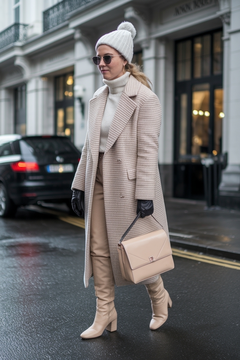 Beige Boots Outfit Winter Style for Effortless Chic outfit idea