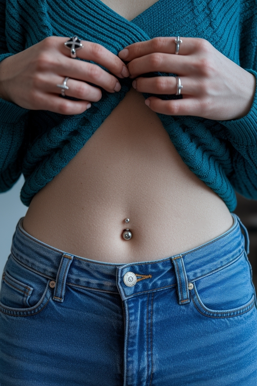 Choosing a Belly Button Piercing at the Bottom Navel outfit idea