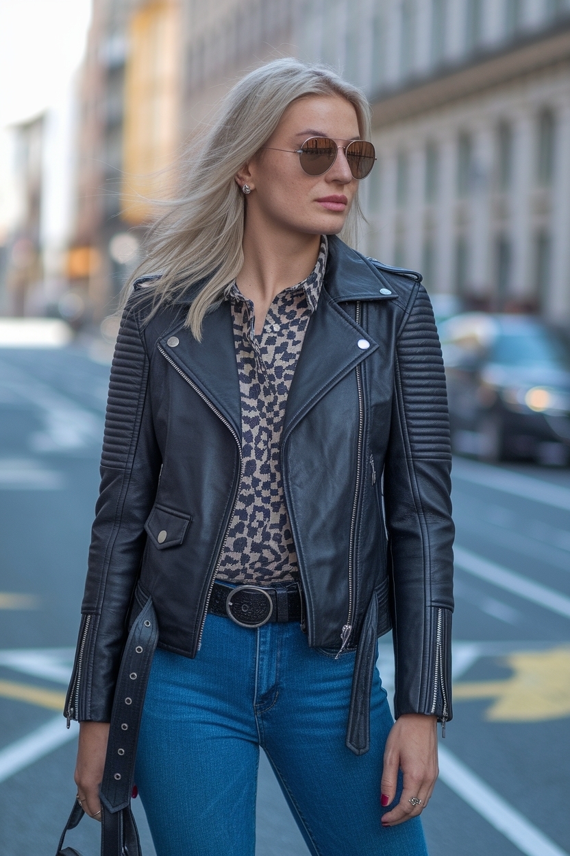 Biker Leather Jacket Outfit Women: Style Essentials outfit idea
