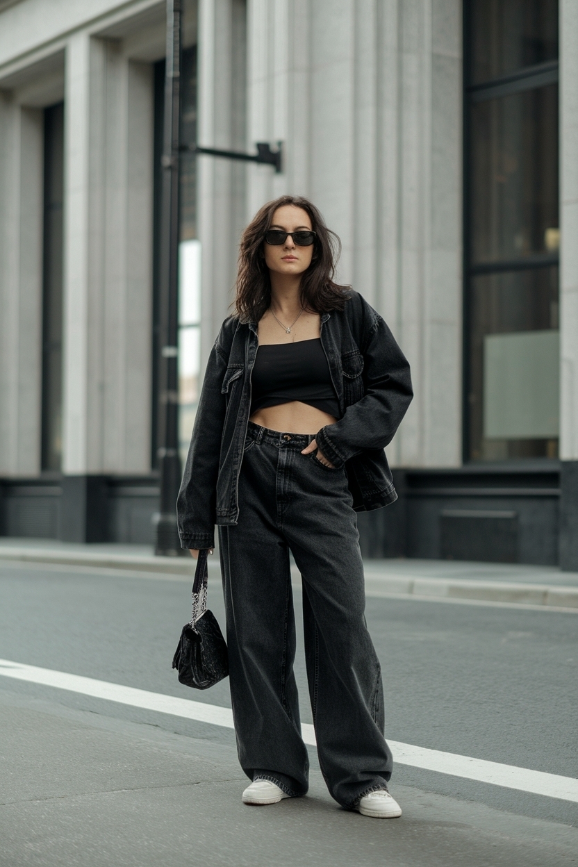 Black Baggy Jeans Outfit 90s: Retro Styles Revived outfit idea