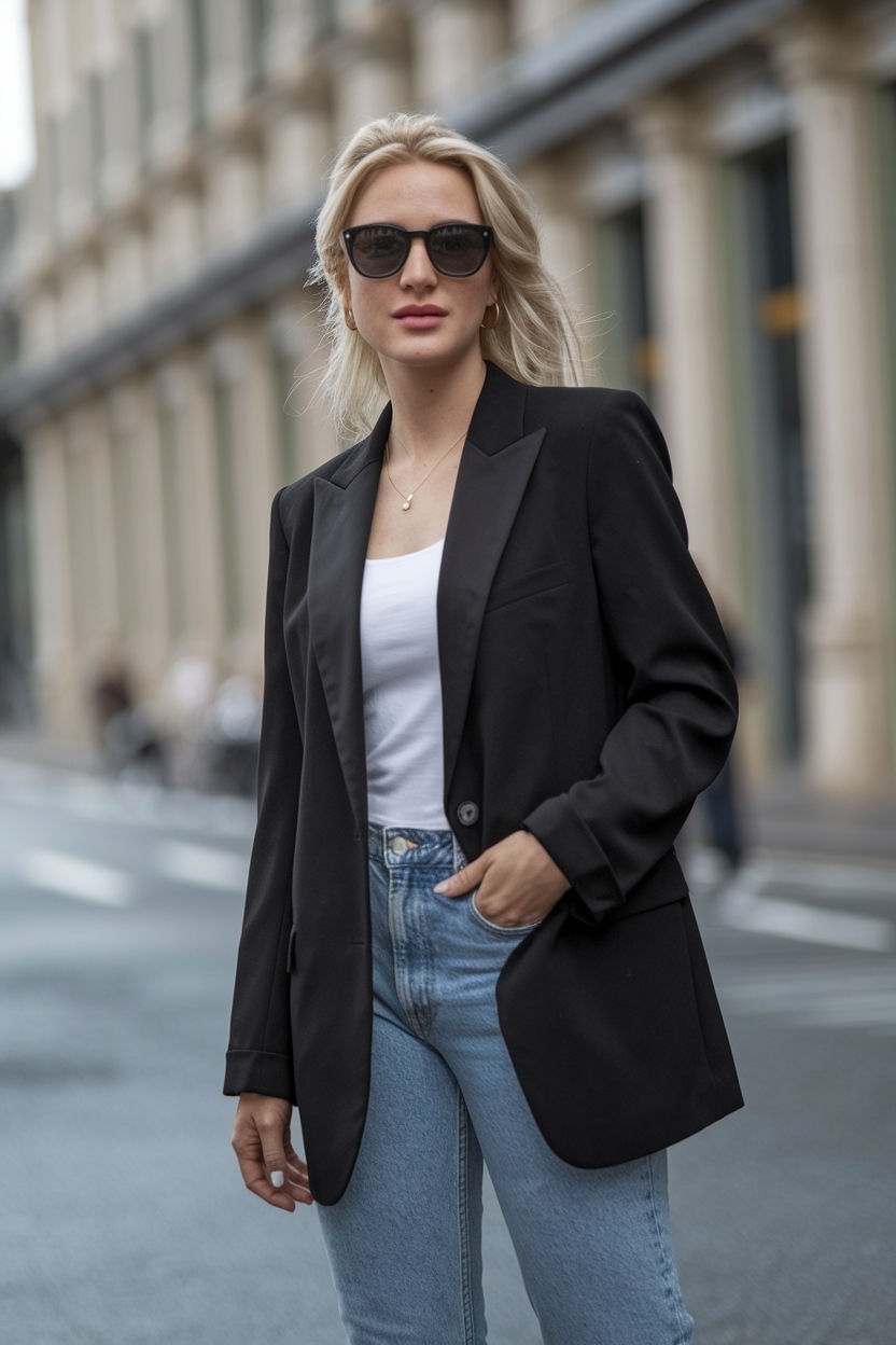 Black Blazer and Jeans Outfit Women: Effortless Sophistication outfit idea