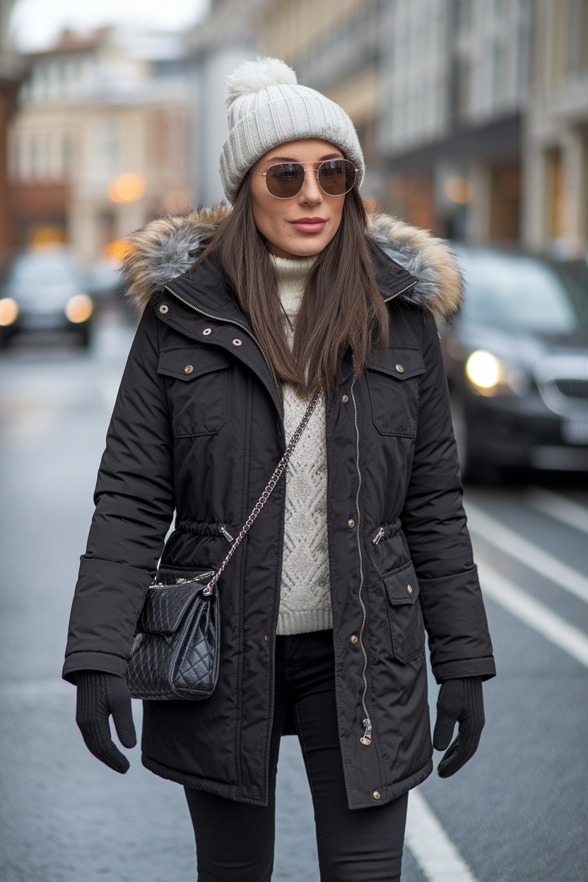 Black Jacket Outfit Women Winter for Cozy Days outfit idea