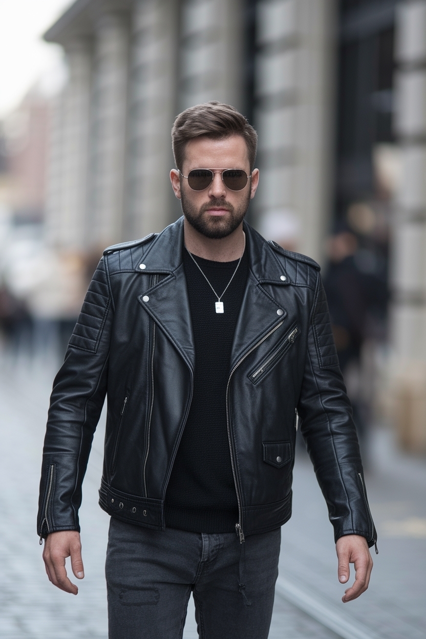 Black Leather Jacket Outfit Men: Timeless Looks outfit idea