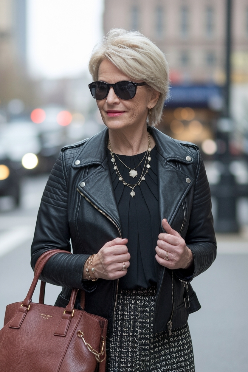 Black Leather Jacket Outfit Women Over 4: Stylish Tips outfit idea
