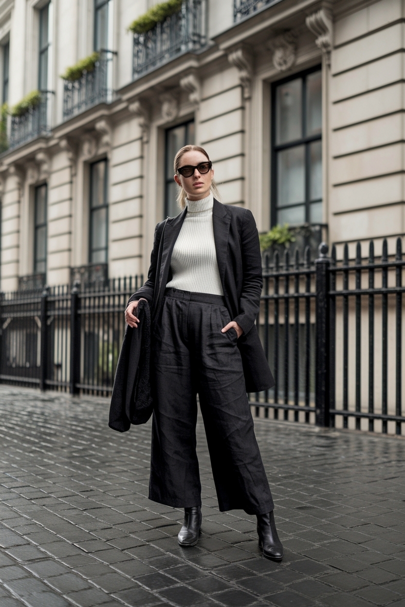 Black Linen Pants Outfit Winter: Perfect for Mild Days outfit idea