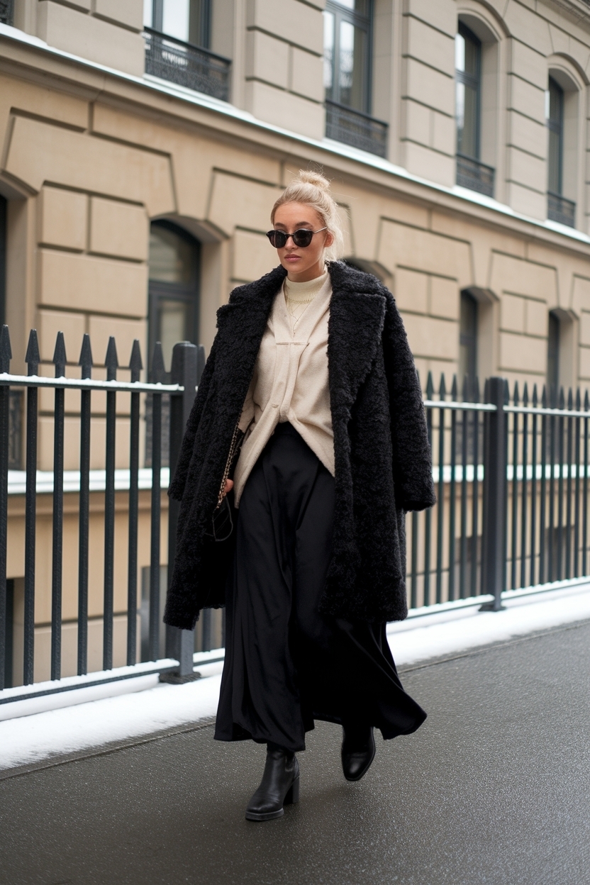 Black Long Skirt Outfit Winter: Effortless Elegance Awaits outfit idea