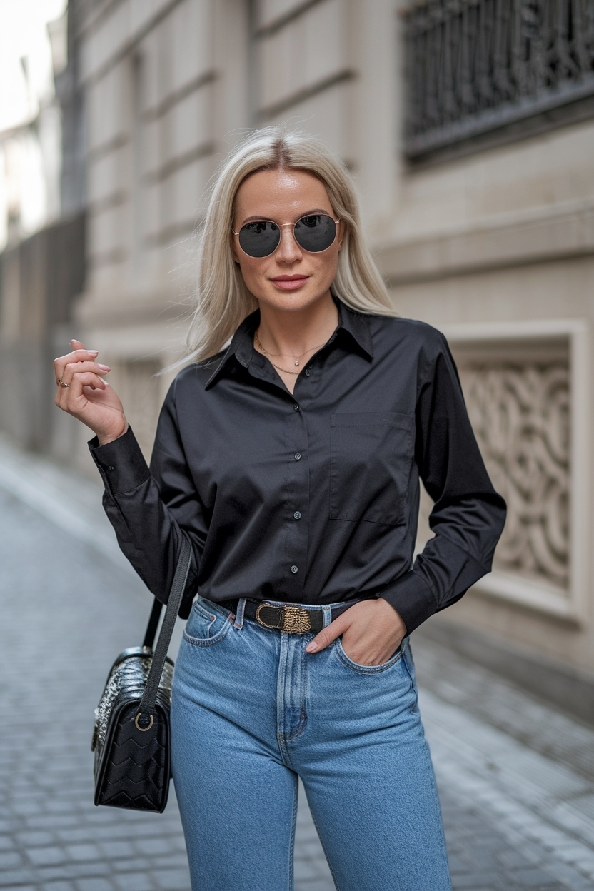 Styling a Black Shirt with Jeans Outfit for All Occasions outfit idea