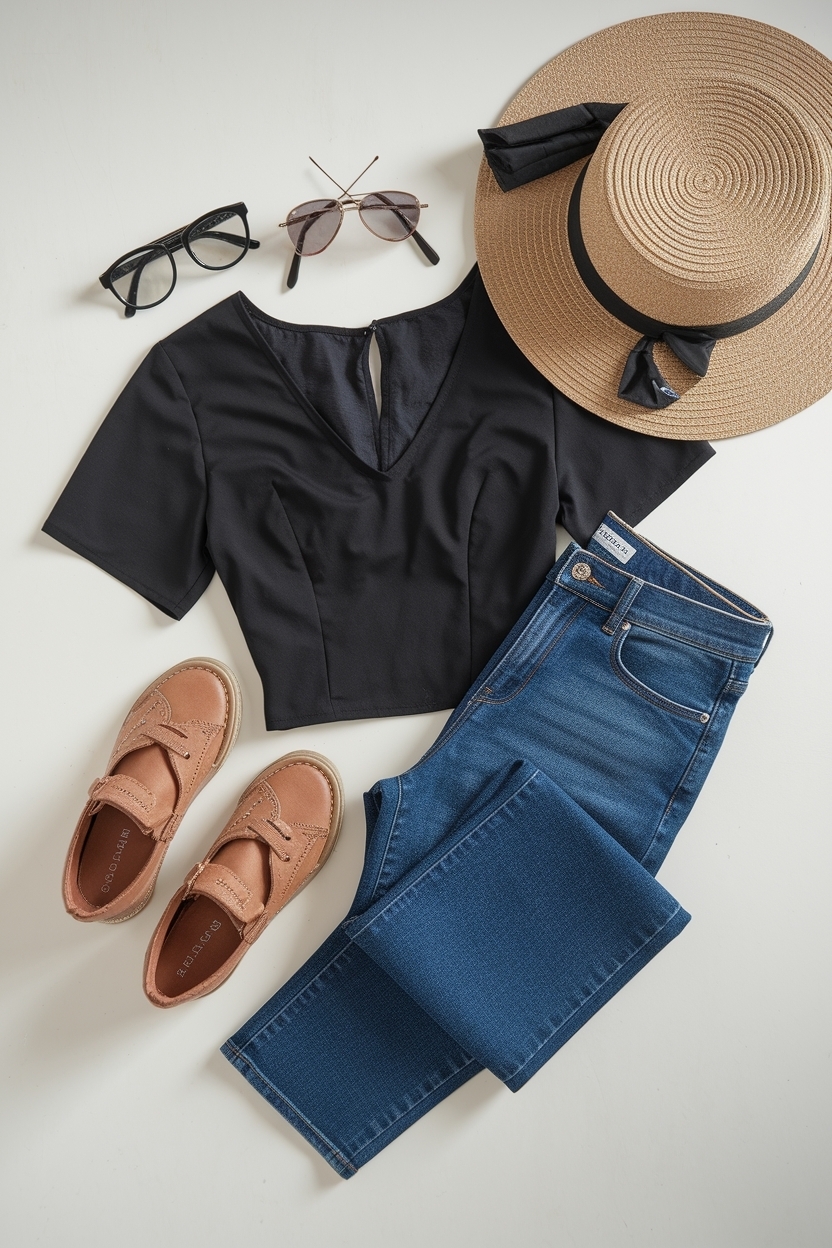 Elevate Your Look: Black Top and Blue Jeans Outfit outfit idea