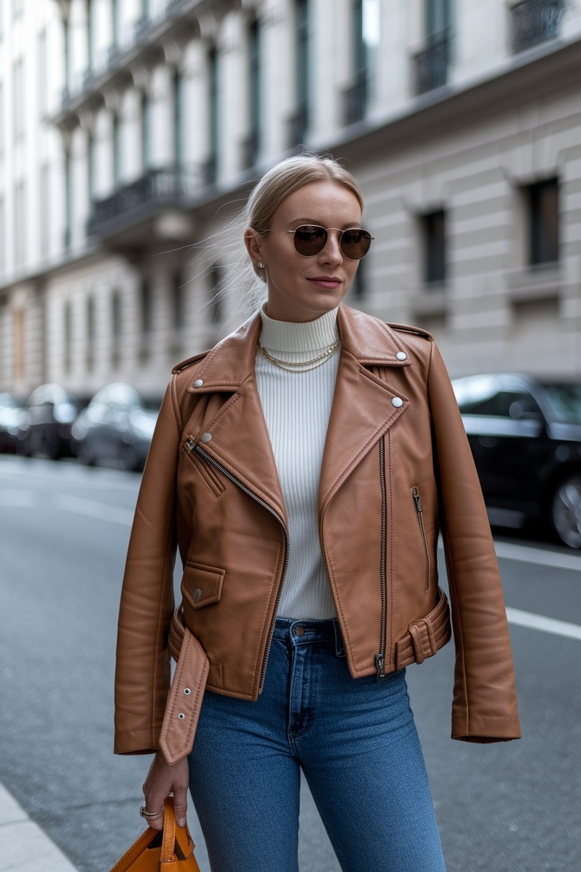 Brown Leather Jacket Outfit Aesthetic for Every Occasion outfit idea