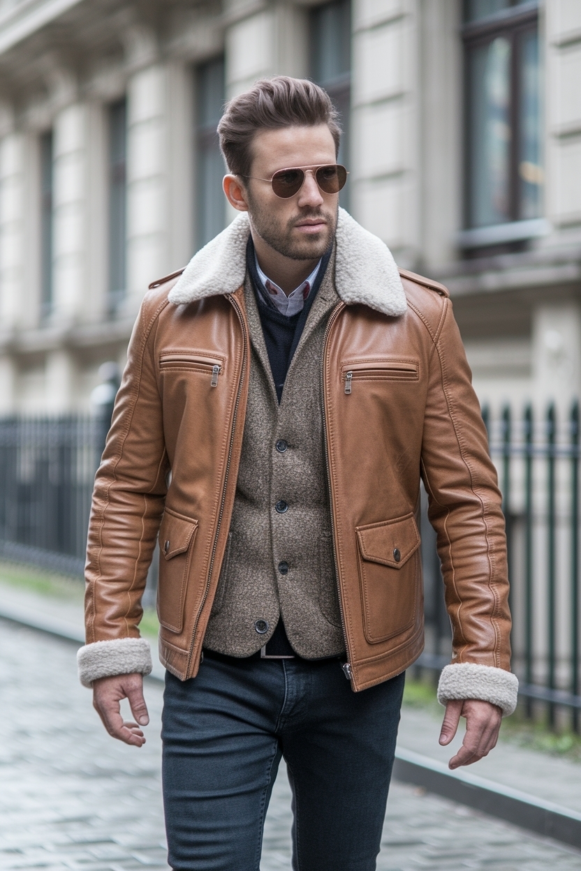 Brown Leather Jacket Outfit Men: A Versatile Alternative outfit idea