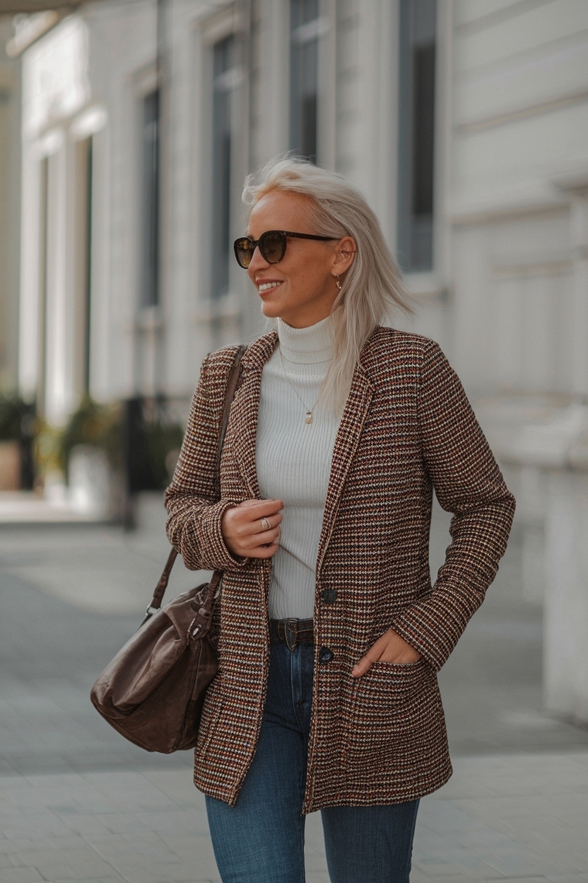 Chic Brown Tweed Cardigan Outfit Women Will Love outfit idea